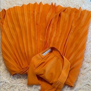 Alice + Olivia Orange Pleated Mini Dress